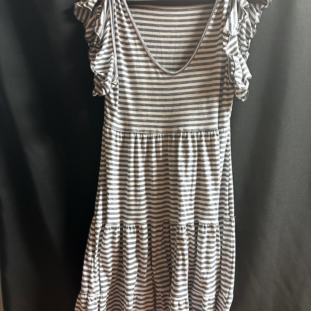 COPY - Od Navy blue striped sun dress. Soft cotton and comfy. Size Medium (6-8)